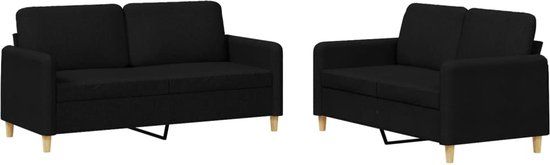 vidaXL 2-delige loungeset met kussens stof zwart