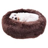 Ferplast Kattenmand CUDDLY 60 Hondenmand Zacht pluche kattenkussen, diam 60 xh 14 cm. Bruin