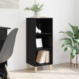 vidaXL Dressoir - Zwart - Eiken - 34,5 x 32,5 x 90 cm - Bewerkt hout