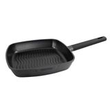 Nerthus FIH 1567 grillpan van gegoten aluminium met Quantanium antiaanbaklaag geschikt voor inductie gas en vitrokeramisch ergonomische hittebestendige handgreep 28 cm