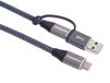 PremiumCord USB 3.2 Gen 2 type C kabel, stekker naar stekker, opladen tot 5 A, 100 W, Super-Speed 20 Gbit/s, aluminium stekkerdoppen, katoenen vlechtwerk + reductie USB-C/USB-A, lengte 2 m
