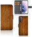 B2Ctelecom Samsung Galaxy S21 Plus | Book Style Case | Donker Hout