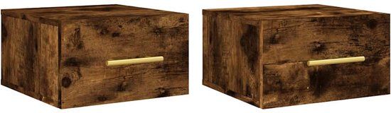 vidaXL Nachtkastjes 2 stuks wandgemonteerd 35x35x20 cm gerookt eikenkleur
