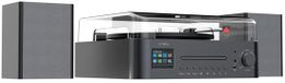 Reflexion HIF2082DAB Retro platenspeler met luidspreker en bluetooth, muzieksysteem met DAB+, CD, FM, USB-MP3-opname, kleurendisplay, wekker en slaaptimer, set