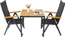 Merkloos J&R Tuinset - Balkonset - Kleine tuinset - 2 personen - Tafel en 2 stoelen - Verstelbare tuinstoelen - Houtlook kunststof - Aluminium