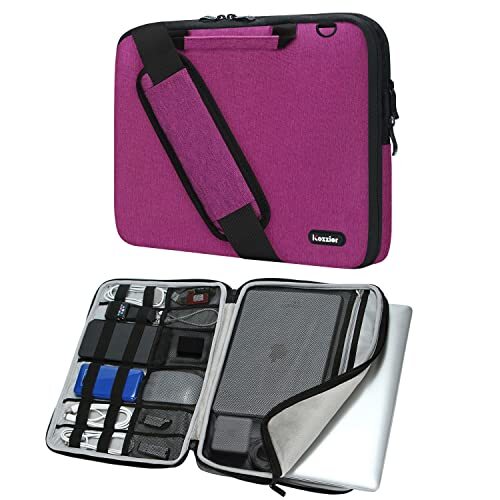 iCozzier 13-13,3 laptoptas met draaggreep en schouderriem, organizer voor elektronische accessoires, aktetas schoudertas, roze