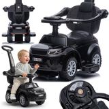 Sun Baby Loopauto kinderauto schuifauto vanaf 1 jaar en duwauto met claxon en muziek, opbergruimte onder de zitting (Zwart)