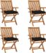 vidaXL Fauteuils pliants avec coussins, set de 4, bois de teck massif