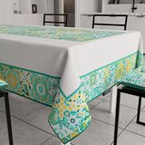 PETTI Artigiani Italiani - Tafelkleed, vuilafstotend, rechthoekig, voor keukentafel, geometrisch design, Vietri groen, watergroen, X6-zits (140 x 180 cm), 100% Made in Italy