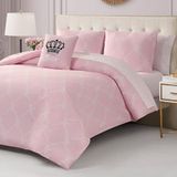 Juicy Couture 8-delige beddengoedset, tweepersoonsbed, lichtroze/wit
