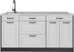 Vicco Keukenblok R-Line, Wit landelijk/Antraciet, 160 cm zonder werkblad