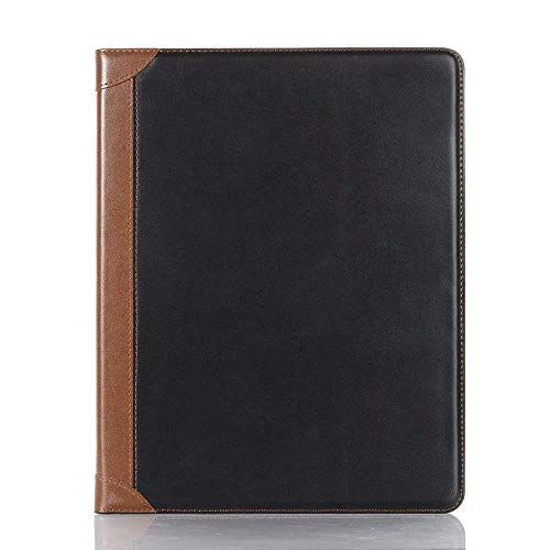 DMaos iPad Pro 12.9" 4e/3e generatie 2020/2018 hoesje met potloodhouder, Vintage Boek Premium Graded Lederen Stand Folio Smart Cover, Auto Sleep/Wake, Document Kaarthouder - Zwart