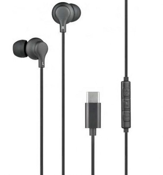 Bigben Connected USB C in-ear hoofdtelefoon zwart met afstandsbediening en microfoon