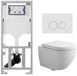 Geberit QeramiQ Dely Swirl Toiletset - reservoir Geberit UP320 - met Burda frame - 25mm zitting - natuurstenen bedieningsplaat marmer wit - ronde knoppen - glans wit