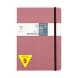 Clairefontaine Age Bag Set van 5 Genaaide Elastische Notitieboeken My.Essential Oudroze, A5 14,8x21 cm, 192 Pagina's Ruitjes, Ivoor Papier 90 g