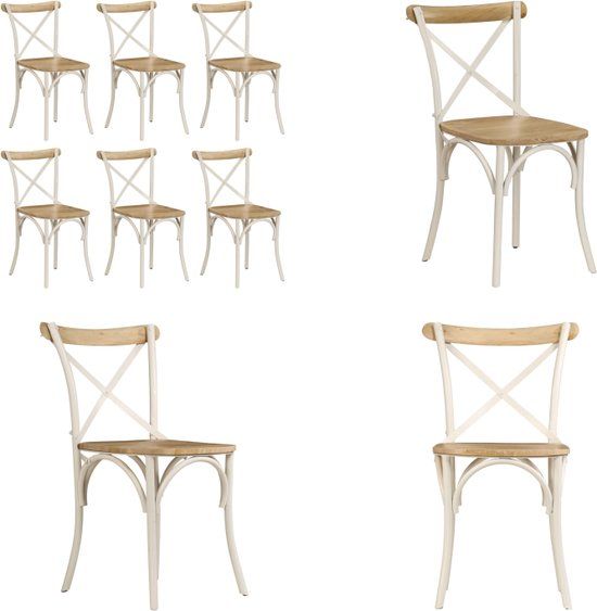 vidaXL Kruisstoelen 6 stuks massief mangohout wit