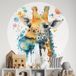 Girafe Sticker Mural Rond / Cercle Enfants - Diamètre 70 cm - Adhésif + Protection Brillante