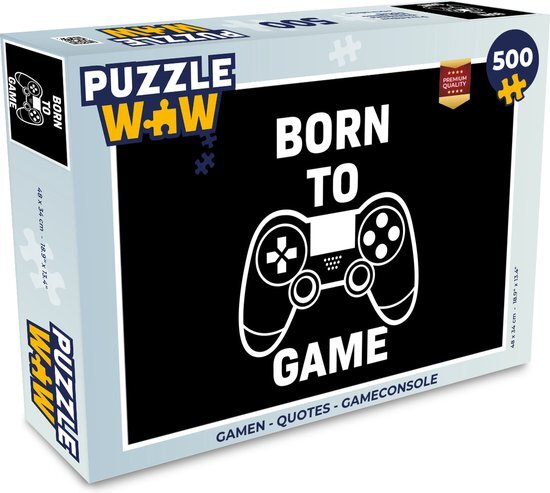 MuchoWow Puzzel Gamen - Quotes - Controller - Born to game - Zwart - Wit - Legpuzzel - Puzzel 500 stukjes - Sinterklaas cadeautjes - Sinterklaas voor grote kinderen