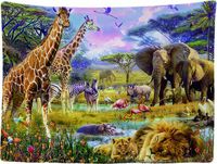 Ulticool - Safari Dieren Natuur Giraffe Olifant Wandkleed - 200x150 cm