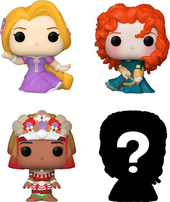 Funko Bitty Pop: Disney Princess 4-Pack Series 4 - Rapunzel 223 - Merida 324 - Moana 417 + Mystery