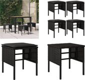 vidaXL Tuinvoetenbanken 4 st met kussens poly rattan zwart