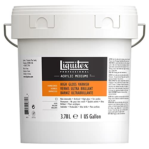 Liquitex 5836 Professional hochglänzender Firnis für Acrylfarben, hochelastisch, universell einsetzbarer Schlussfirnis in Archivqualität - 3,78 Liter Eimer, Transparent Hochglanzlack