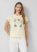 s.Oliver T-shirt Lichtgeel Katoen Ronde Hals Korte Mouw Gebloemd Casual Dames Maat 42