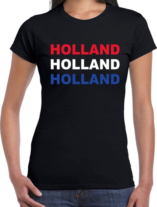 Bellatio Decorations Holland / Nederland t-shirt zwart voor dames - EK - WK / Koningsdag shirt / kleding M