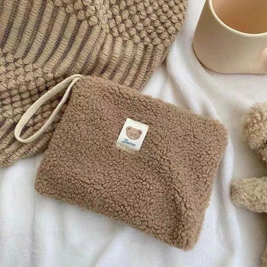 Merkloos / Sans marque Teddy Make-up Tas Bruin - Make Up Organizer - Stof - Unisex