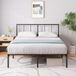 Zinus Justin Bed 200 x 140 cm, 35 cm hoog, metalen bedframe met hoofdeinde, metalen bed met lattenbodem, geen boxspringbed nodig, vrije ruimte onder bed, modern design, zwart