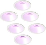 Ledvion – 6x Smart LED Inbouwspot Rond ø81mm – Wit – Dimbaar – Kantelbaar – GU10 – RGB+CCT – 4.9W – IP20