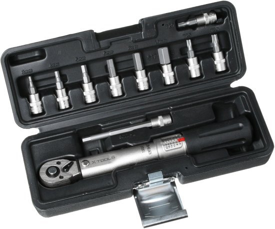 MTB Cycling 1/4 Momentsleutel 2-24Nm - 11 delige fietsgereedschap set - met Inbus en Torx doppen - inclusief opbergdoos