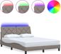 vidaXL Bedframe met LED-verlichting, zonder matras, taupe, 120x200 cm, stof