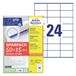 Avery 6602 Étiquettes d'imprimante Blanc Auto-adhésif 70 x 36 mm Papier A4 1560 Pièces