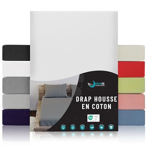 Jersey Dreamzie Jersey Katoenen Hoeslakens Wit - Voor Matras 160 x 200 x 27 cm - Gecertificeerd Vrij van Chemische Producten (OEKO TEX)