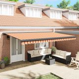 Maison Exclusive - Parasol manuel, 5 x 3 mètres, rayé jaune-orange, 100 % polyester