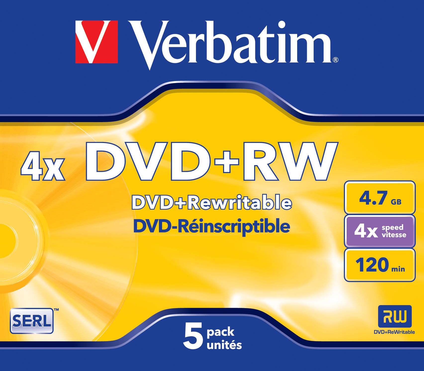 Verbatim DVD+RW 4.7GB 4x Jewelcase - 5 Pack