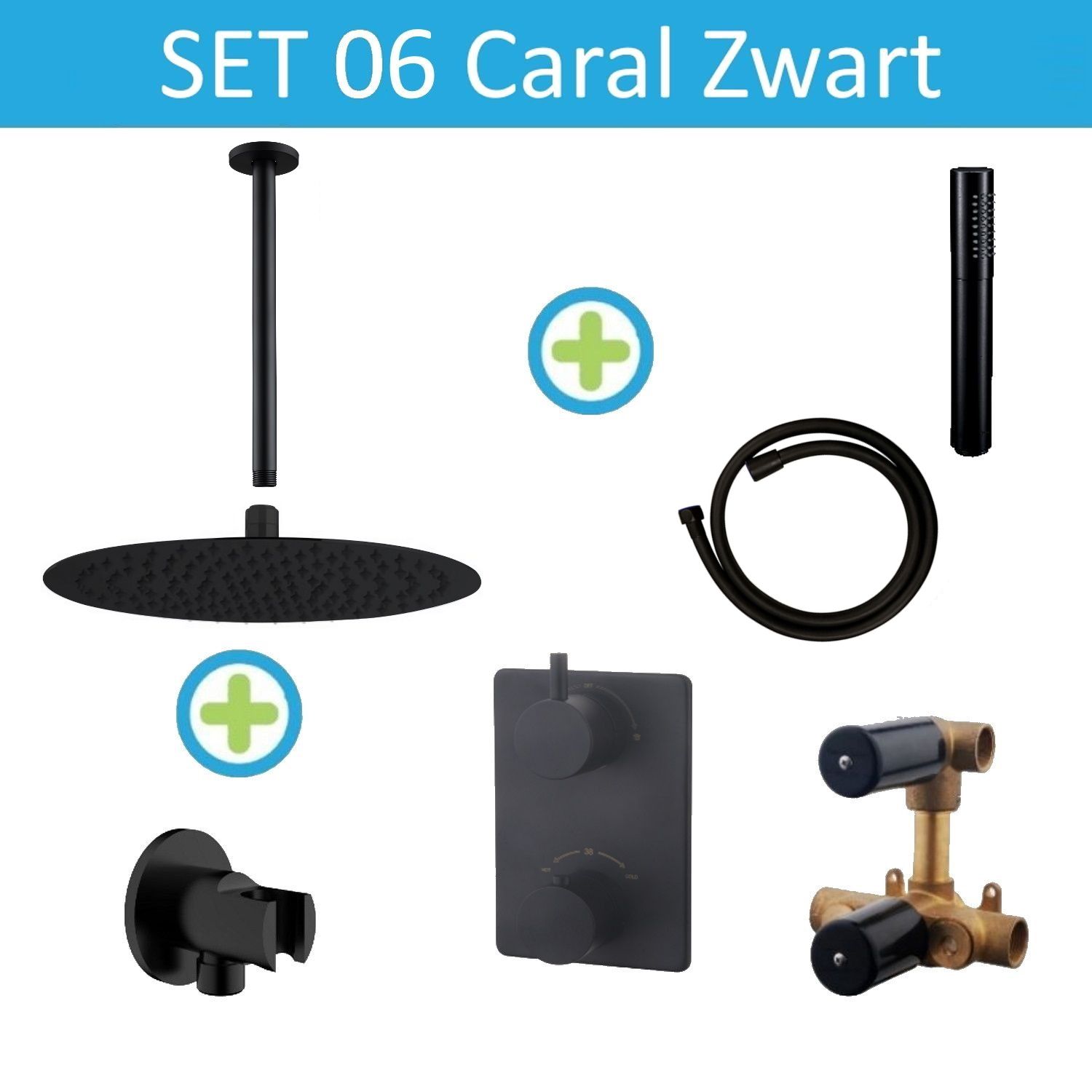 Wiesbaden Caral Inbouw Regendouche Set - Mat Zwart
