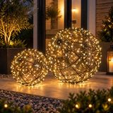 Anna's Collection Lichtbollen - set van 2 - D25 en D35 cm - warm wit - metaal - led