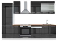 Vicco Fame-Line Complete keukeneenheid – 300 cm, WB Eik Antraciet hoogglans/wit
