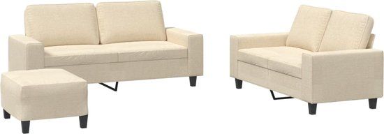 vidaXL 3-delige Loungeset stof crèmekleurig