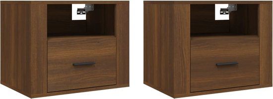 vidaXL Nachtkastjes - Set van 2 - Wandgemonteerd - 50x36x40 cm - Bruin Eikenkleur