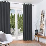 Beautissu Blackout Gordijnen Verduisterend Set van 2 Blackout Curtains met Ringen 140x245cm - Amelie Nora BO - Antraciet