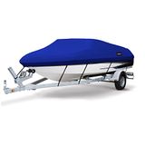 MSC Heavy Duty 600D Marine Grade Polyester Canvas Trailerable Waterdichte Boot Cover, Past V-Hull, Tri-Hull, Runabout Boot Cover (Model B - Lengte: 14'-16' Beam Breedte: tot 90", Pacific Blue)