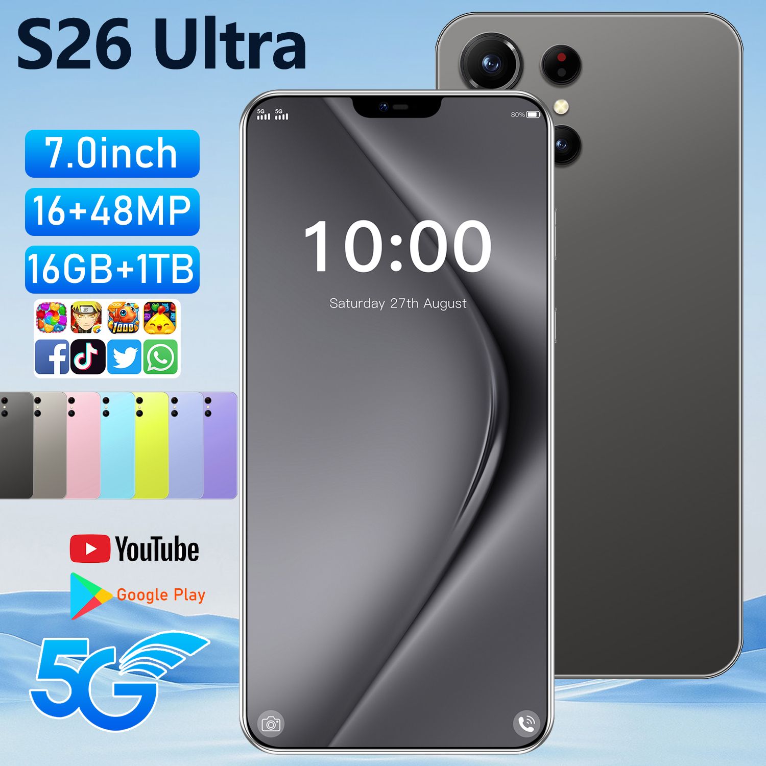 CHOTOG Originele Smartphone 2026 S26 Ultra 5G 7.3HD AI 8-Core Dual Simkaart 16GB+1TB Android Mobiele Telefoon Ontgrendeld