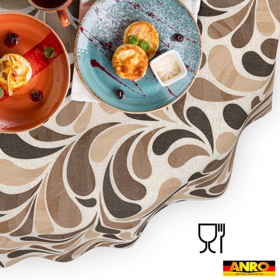 ANRO Tafelkleed Beige druppels Ovaal 240x140cm