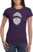 Bellatio Decorations Kerst T-shirt voor dames - Kerstman hoofd - paars - glitter bedrukking - zilver - Kerstkleding M