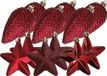Kaemingk B.V. Pommes de pin et étoiles ornements de Noël - 12 pièces - plastique - rouge foncé