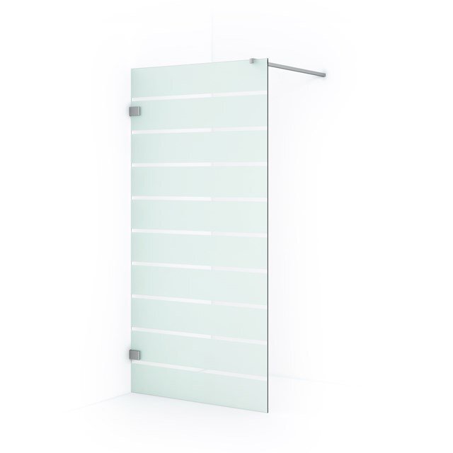 Maxaro Inloopdouche Diamond 100cm 8mm Helder Veiligheidsglas met Matte Strepen Chroom