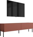 Meuble TV, brique rouge, 100 x 52 x 32 cm, pieds noirs, droit, style moderne